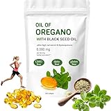 Oil of Oregano Softgels,Oil Oregano with Black Seed Oil,Oregano Oil Supplement Capsules,2 in 1 6000mg Oil of Oregano with Black Seed Oil 200mg,Softgel Capsules for Men Women (1pcs)